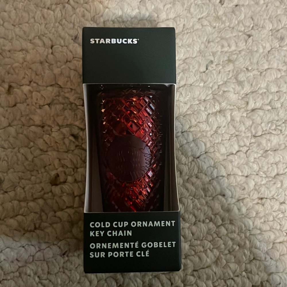 New Starbucks Holiday 2022 Red Iridescent Ornament Key Chain Cold Cup Christmas